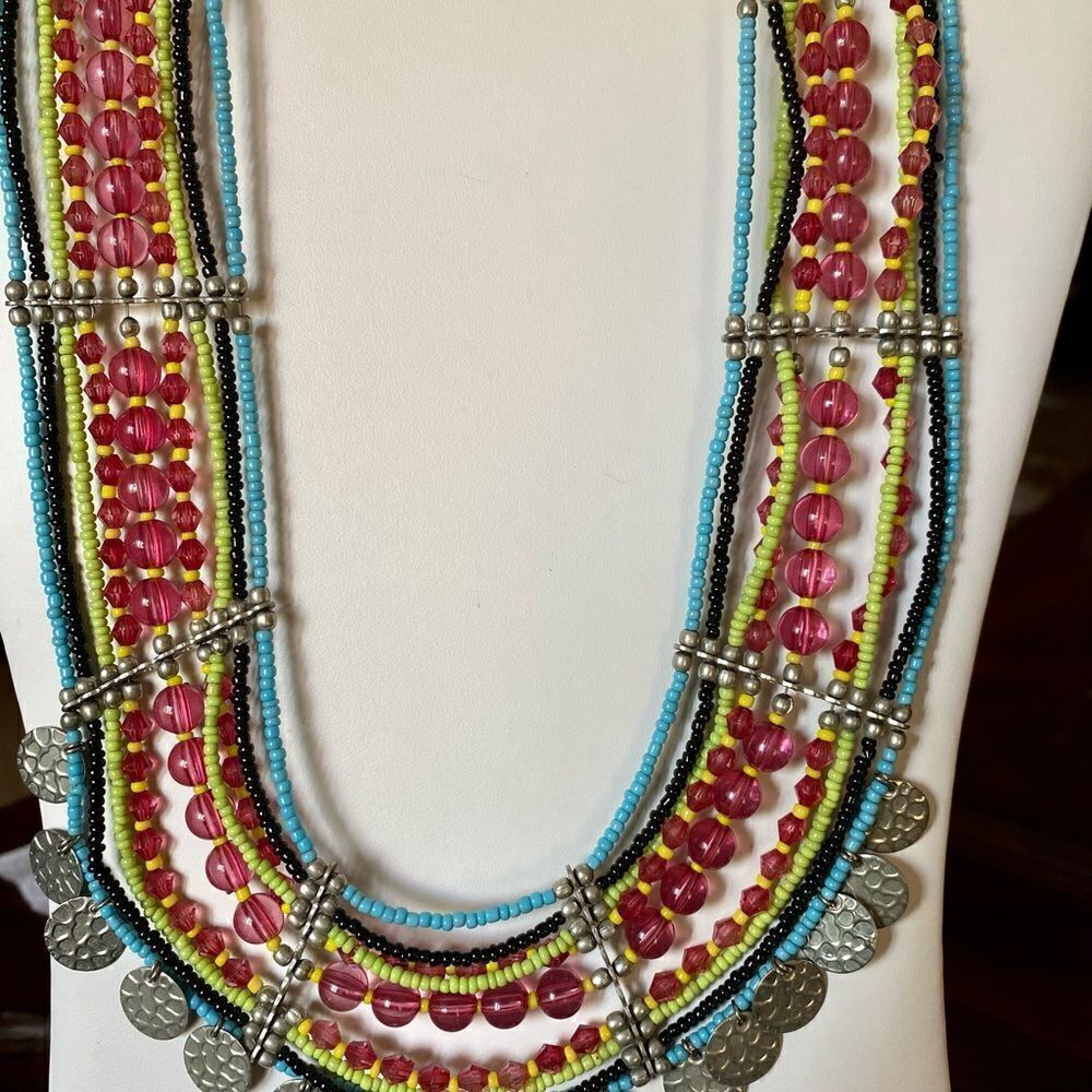 MULTICOLORED bib necklace - Picture 2 of 2